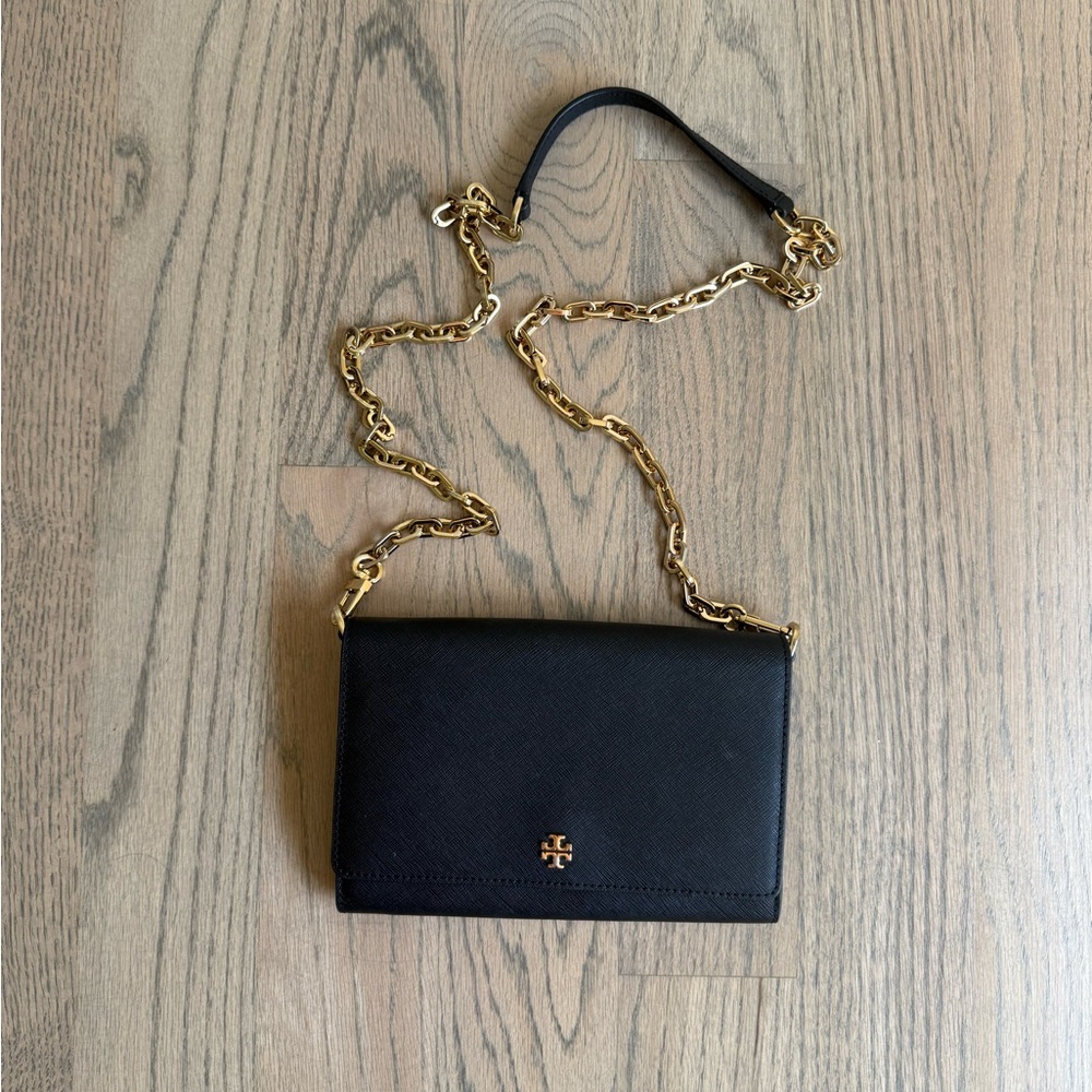 Tory Burch Black Crossbody with Gold Chain